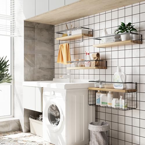 LUDORU Floating Shelves Wall Mounted Set of 4
