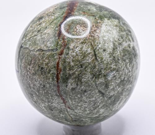 49mm Green Vesuvianite Carved Sphere with Stand from India