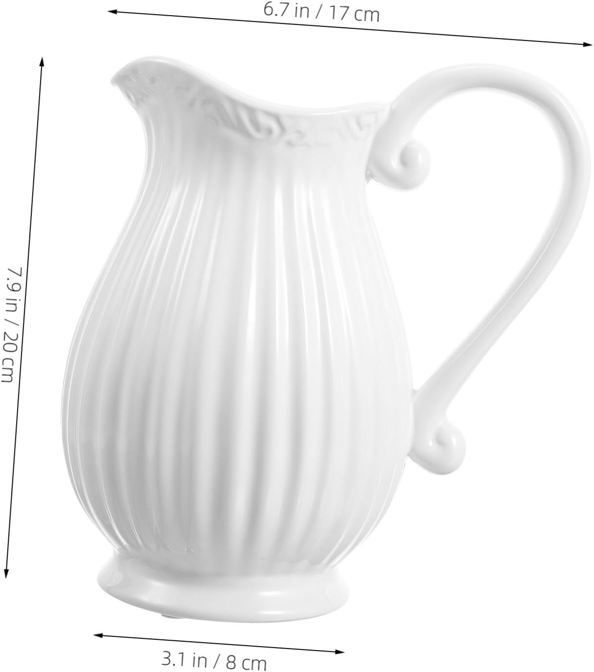 HEALLILY 1pc Ceramic Pitcher Vase White Decorative