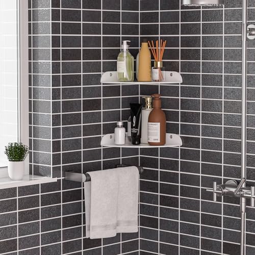 95x95 Inch Acrylic Corner Shelf Set of 2 White