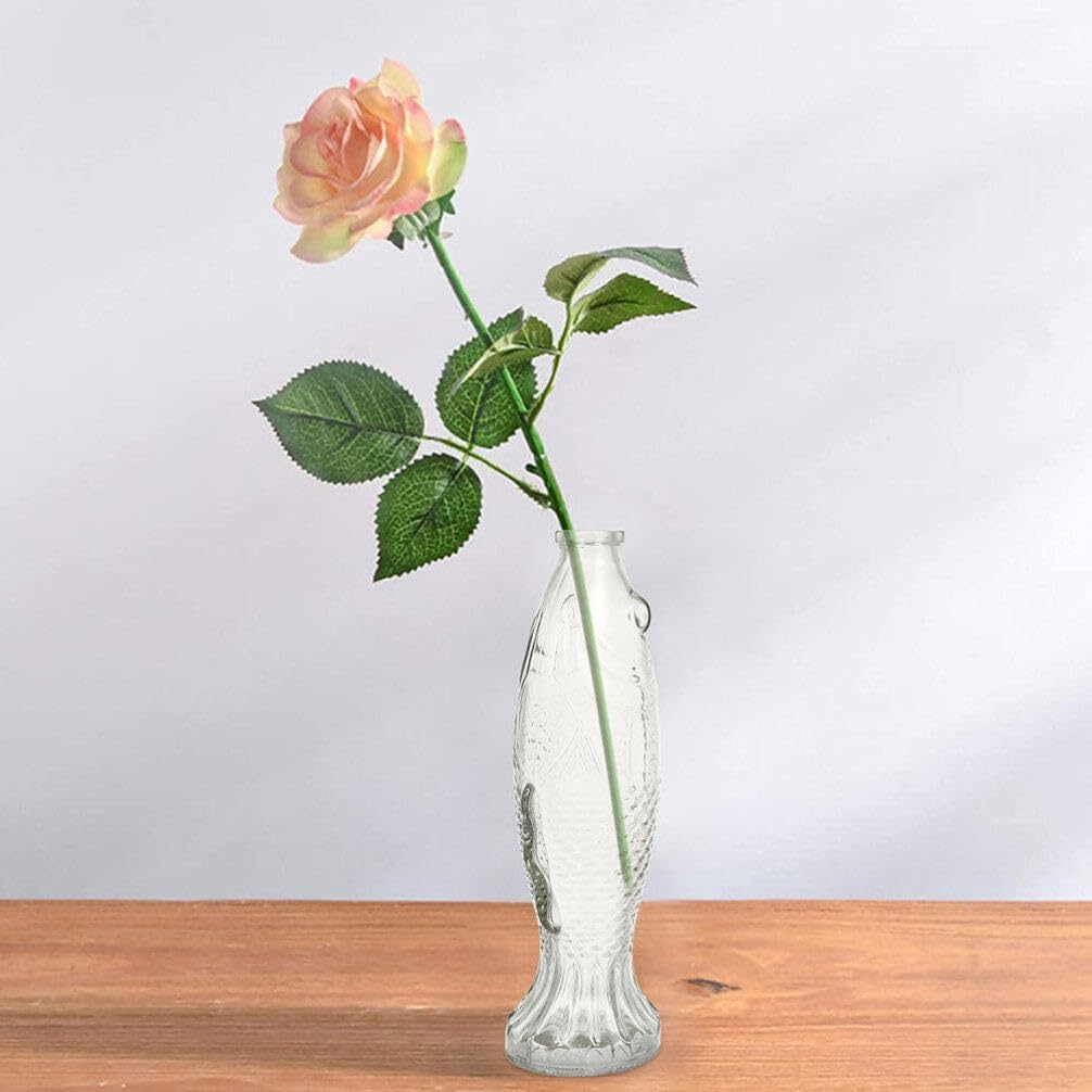 Zerodeko Fish Shaped Glass Bottle Decorative Vase