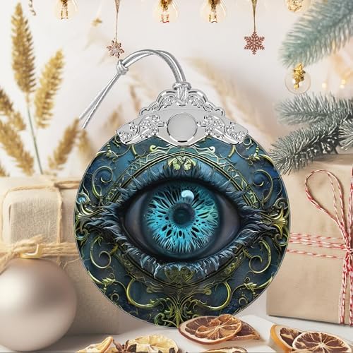 3 Inch Stained Glass Christmas Ornament with Mystical Eye Design