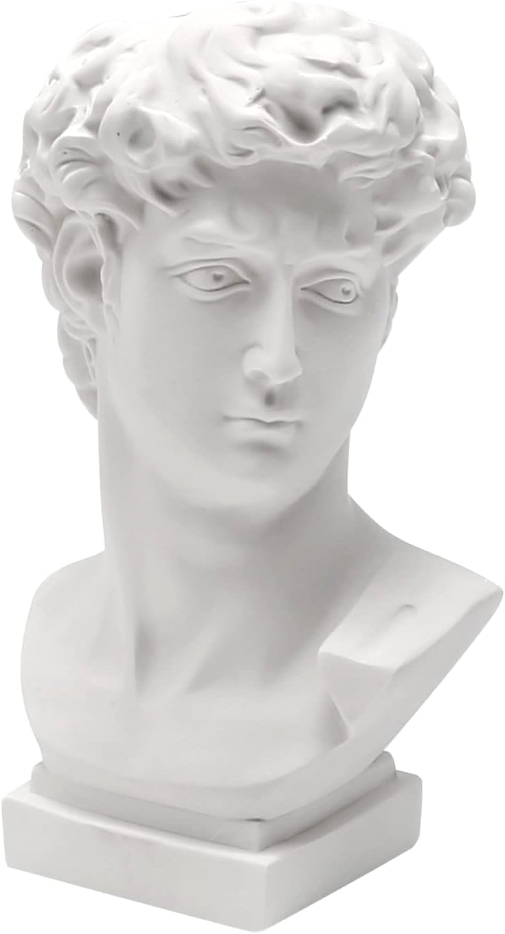 Greek David Statue Head Vase Retro Decor Brush Holder