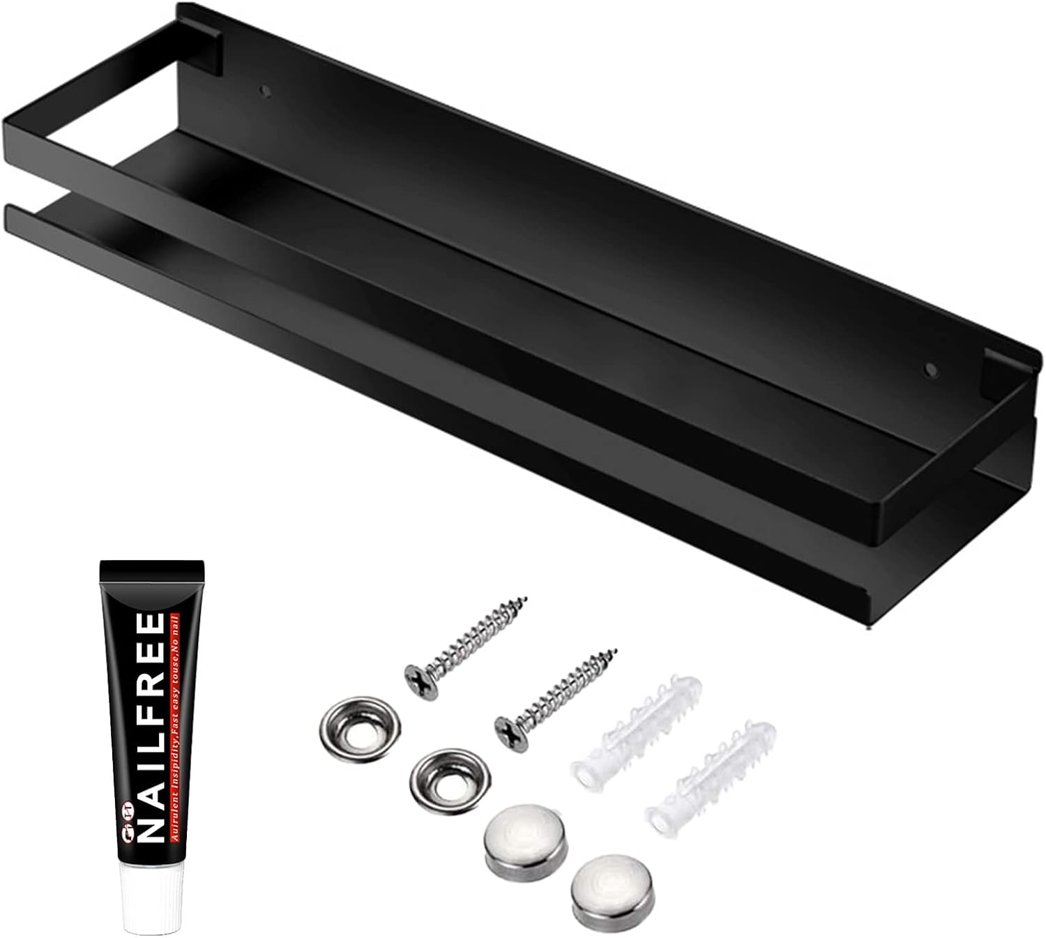 GEINIFAFA Rustproof Metal Floating Shelf 1575 Inch Black