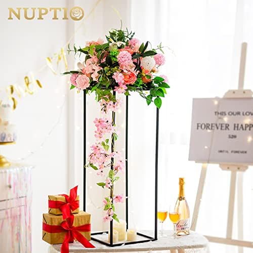 Nuptio Black Vase for Wedding Centerpieces - 2 Pcs 315 Inch Tall