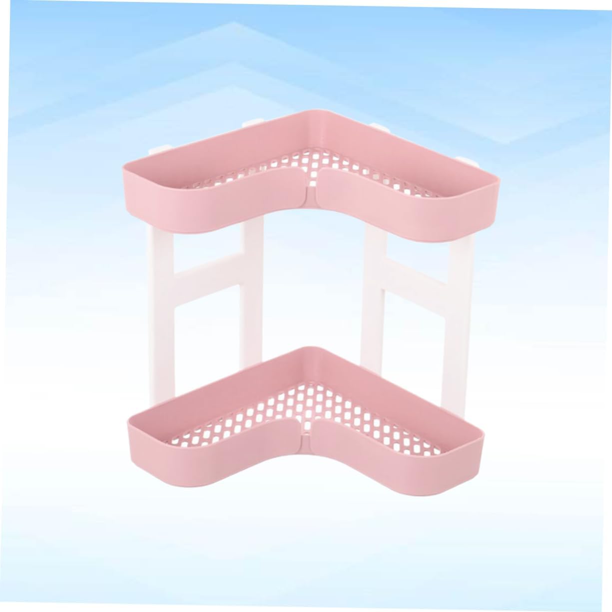BIUDECO Two Layer Corner Shelf Organizer Pink