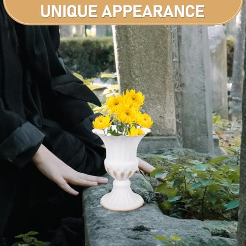 2Pcs Memorial Cemetery Vase Iron Flower Pot Urn Planter White 629x492x492inch