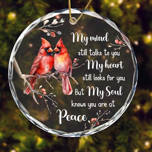 Glass Cardinal Keepsake Ornament - Elegant Christmas Memorial Decor