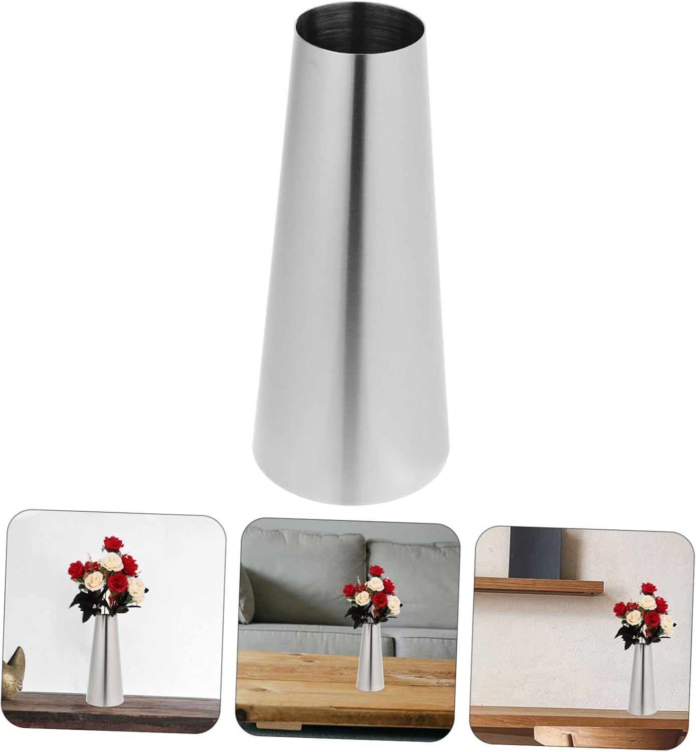 Toyvian Stainless Steel Dried Flower Vase for Home Decor