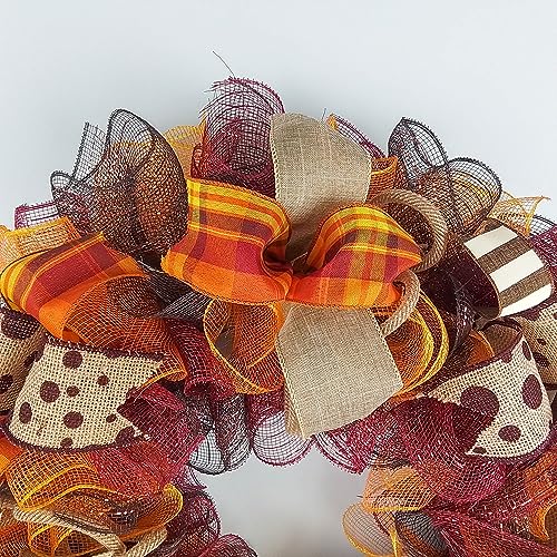 Burgundy Fall Wreath with Maroon and Orange Accents