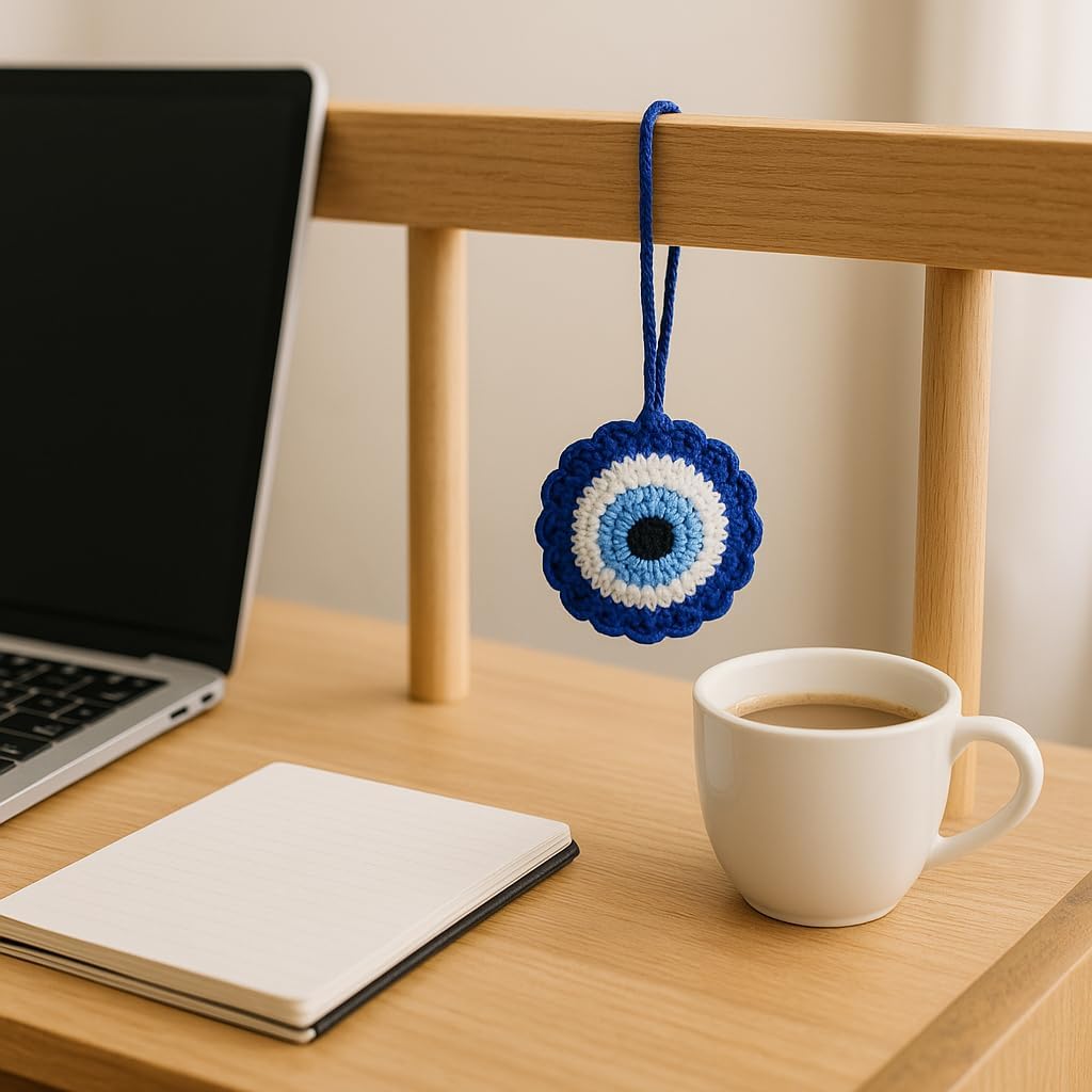 Evil Eye Keychain Crochet Car Decor Accessory