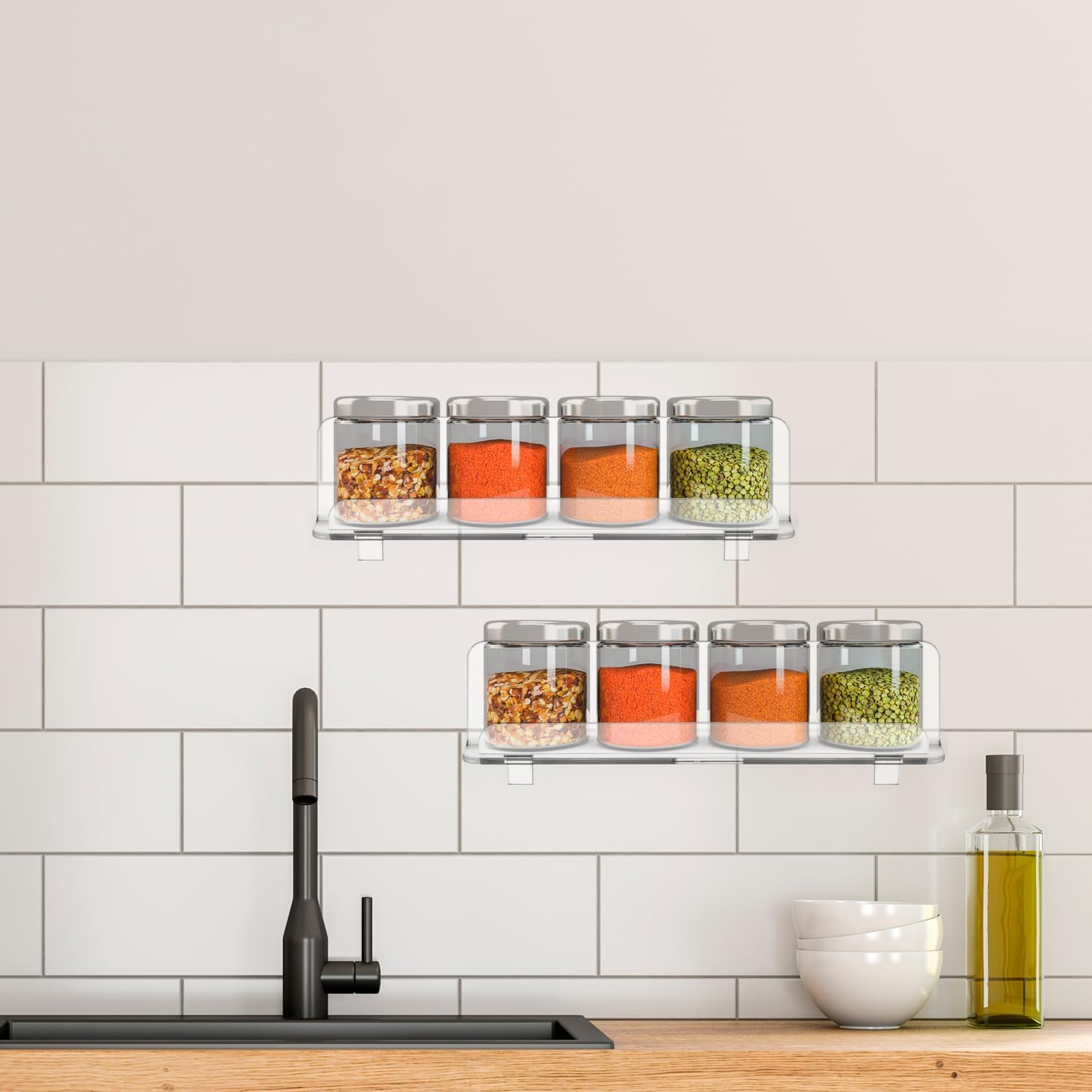 QWORK 2 Pack Floating Wall Shelves for Home Decor