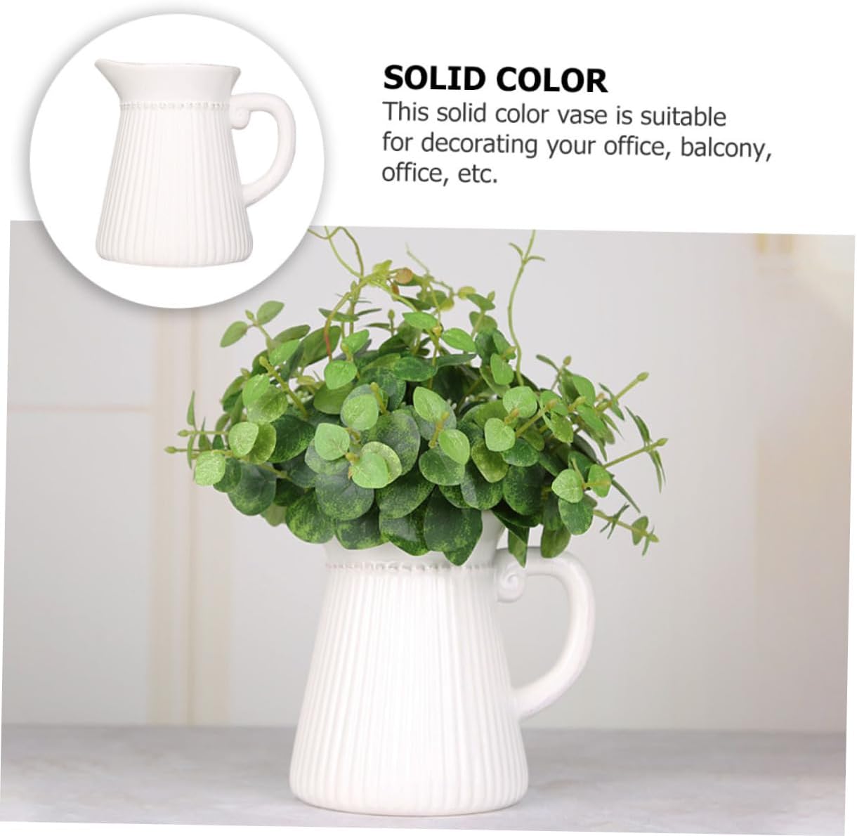White Ceramic Flower Vase with Embossed Design