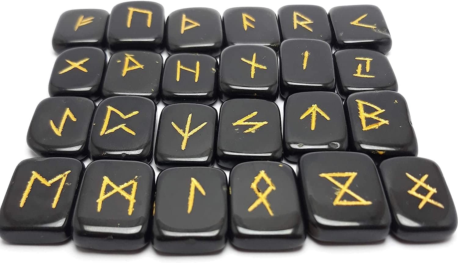 Natural Gemstone Runes Set 25pcs Polished Crystal Healing Symbols