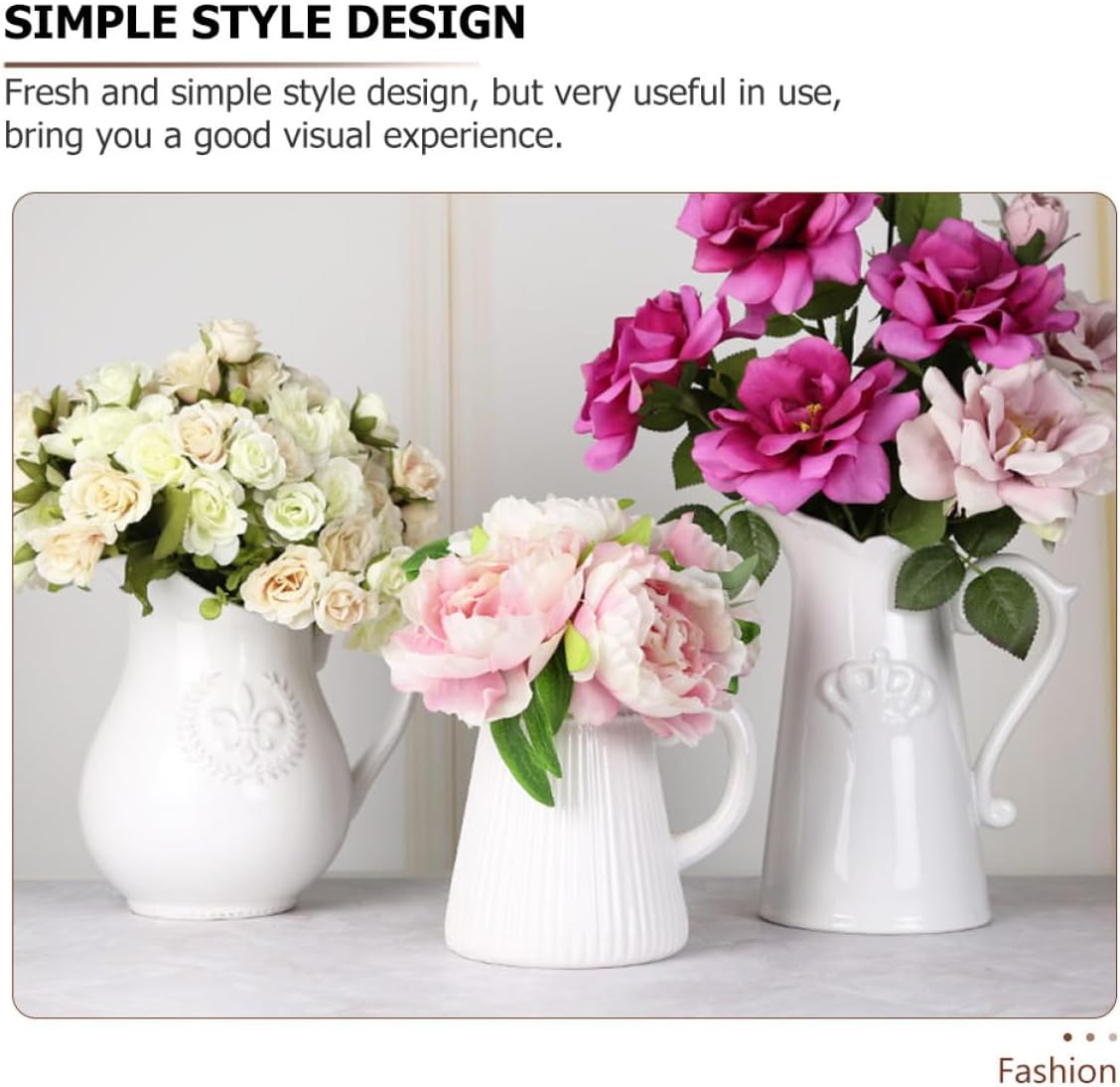 Farmhouse Ceramic Flower Vase with Embossed Design