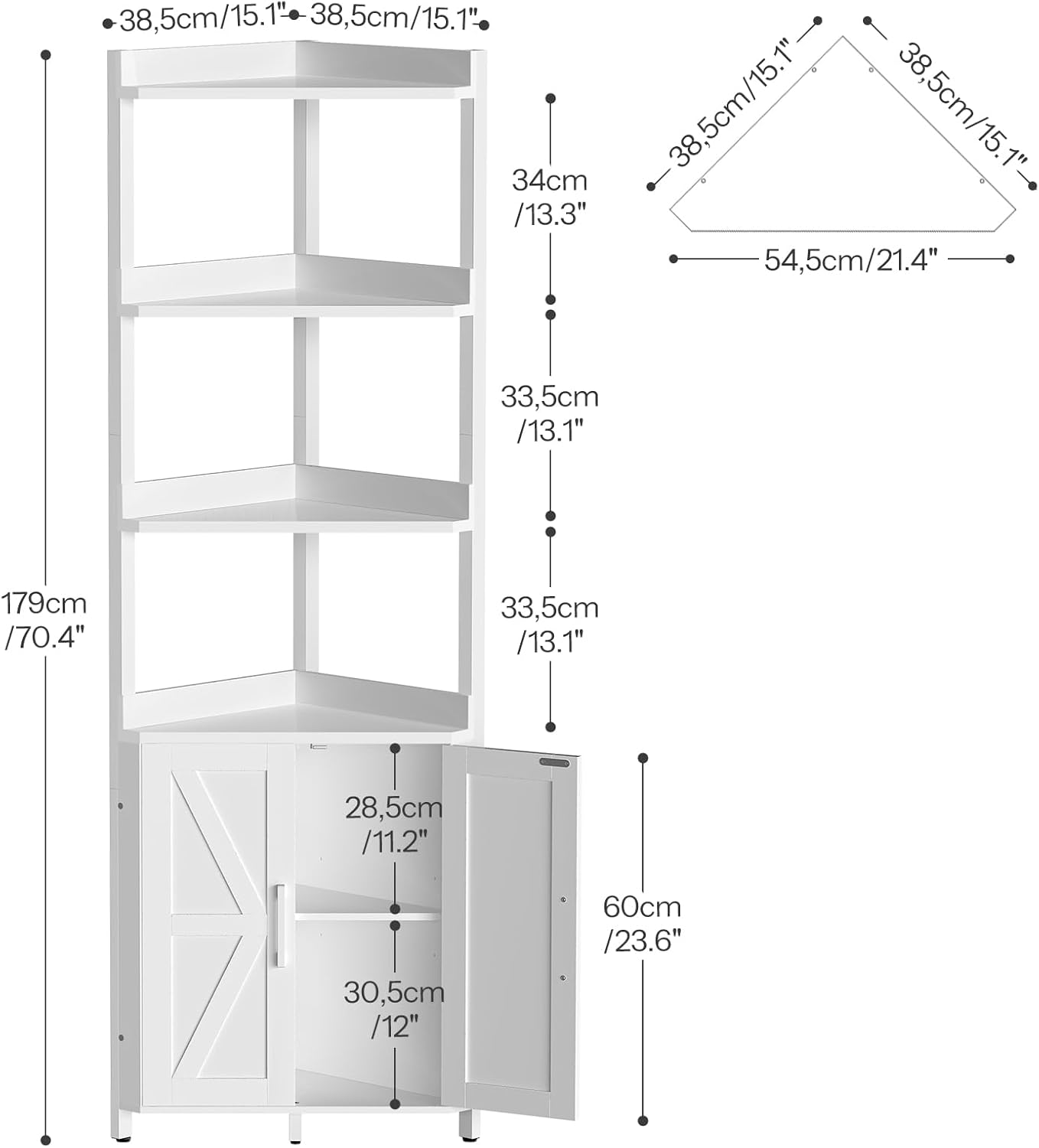 HOOBRO Corner Shelf with 5-Tier Storage White WW78CJ01