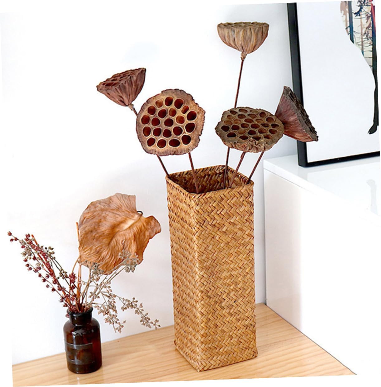 Cabilock 2Pcs Rustic Woven Flower Vase for Home Decor