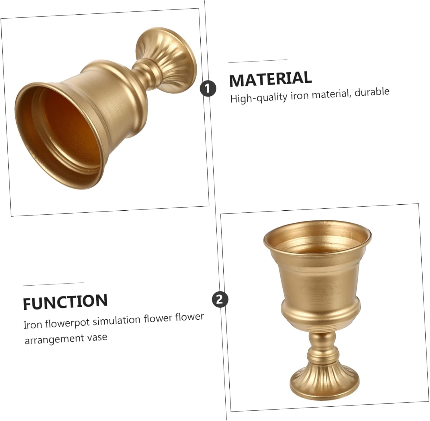 Elegant Gold Metal Flower Vase for Wedding Centerpiece