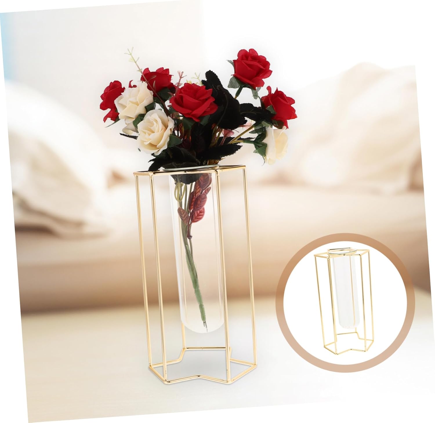 Minimalist Flower Vase with Iron Stand for Home and Office