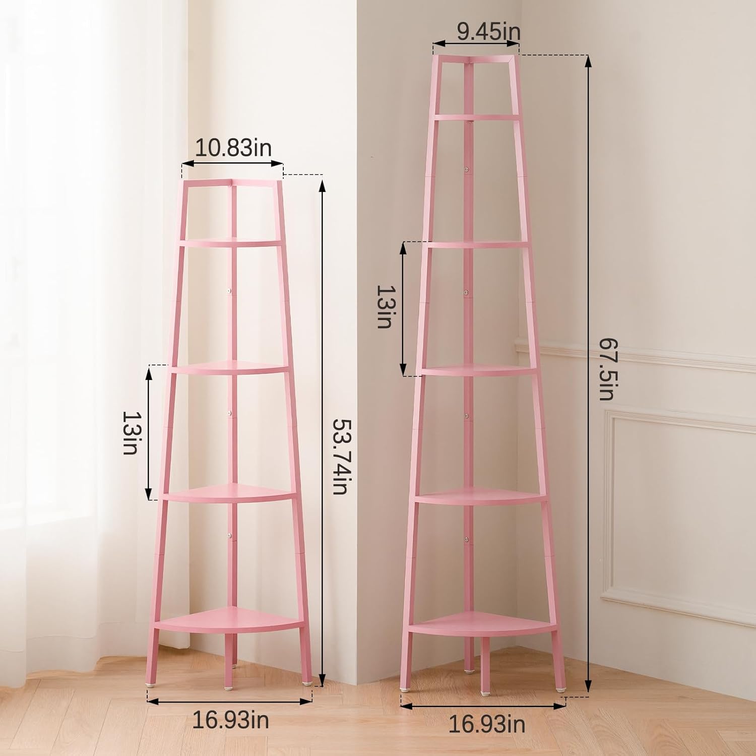 Yoobure 5-Tier Corner Bookshelf with Metal Frame