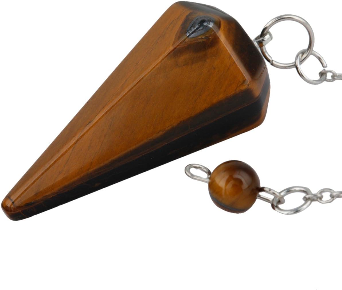 SUNYIK Natural Tigers Eye Pendulum for Dowsing and Reiki