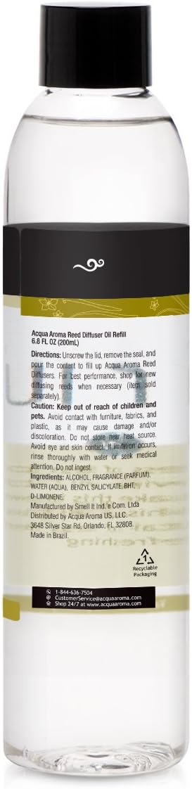 Acqua Aroma Vanilla Reed Diffuser Oil Refill 68 FL OZ Made in Brazil