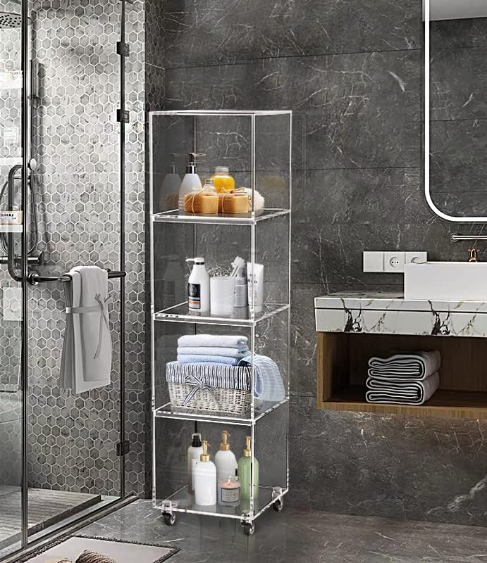 ONELUX 5-Tier Acrylic Corner Shelves Square Display Rack