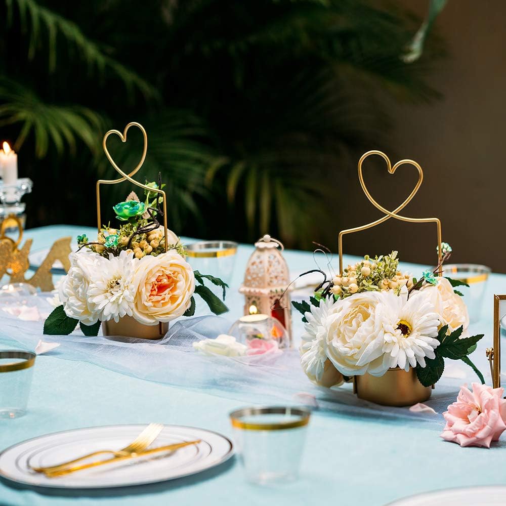2 Pcs Gold Metal Flower Basket for Wedding Decorations
