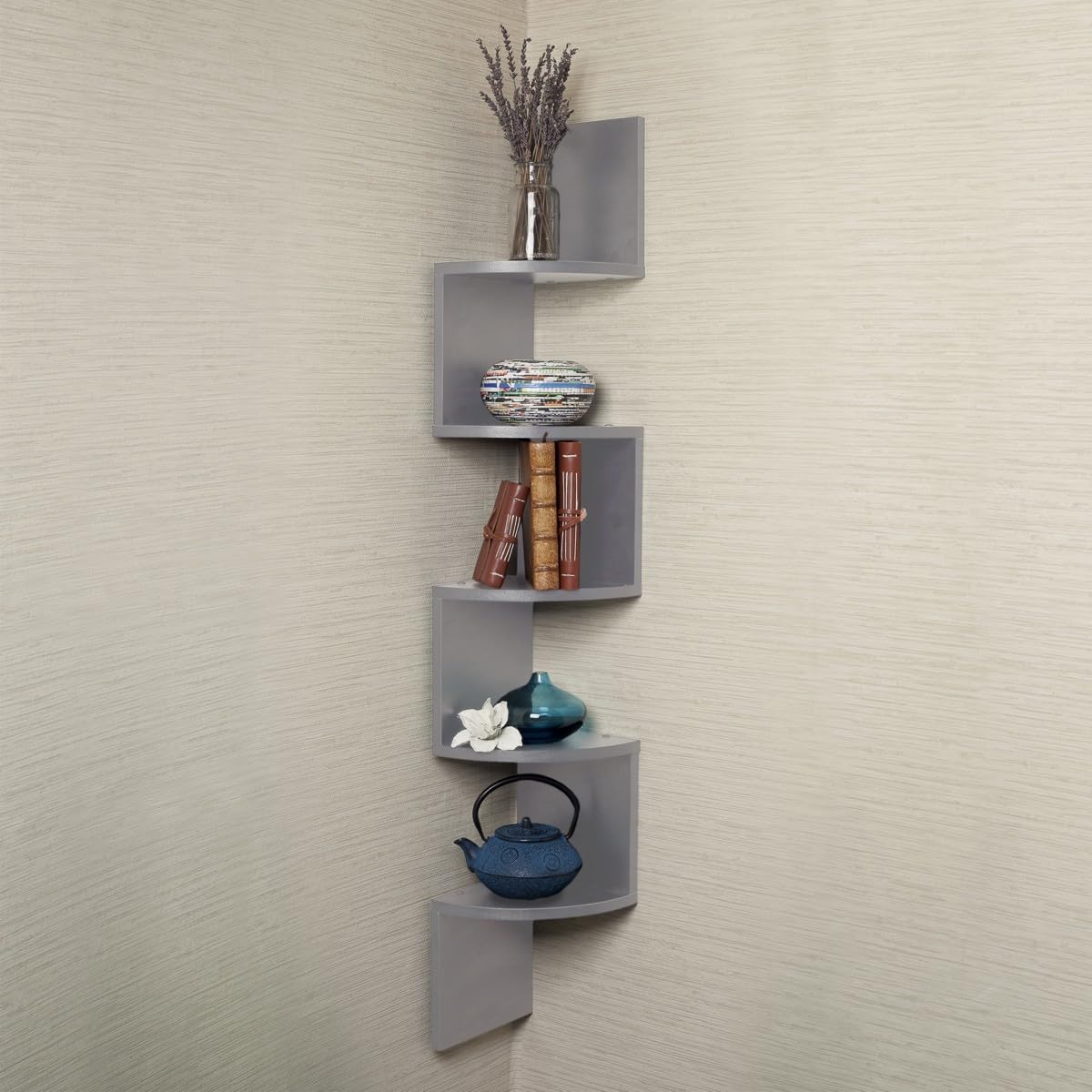 Danya B 5-Tier Corner Wall Shelving Unit Gray