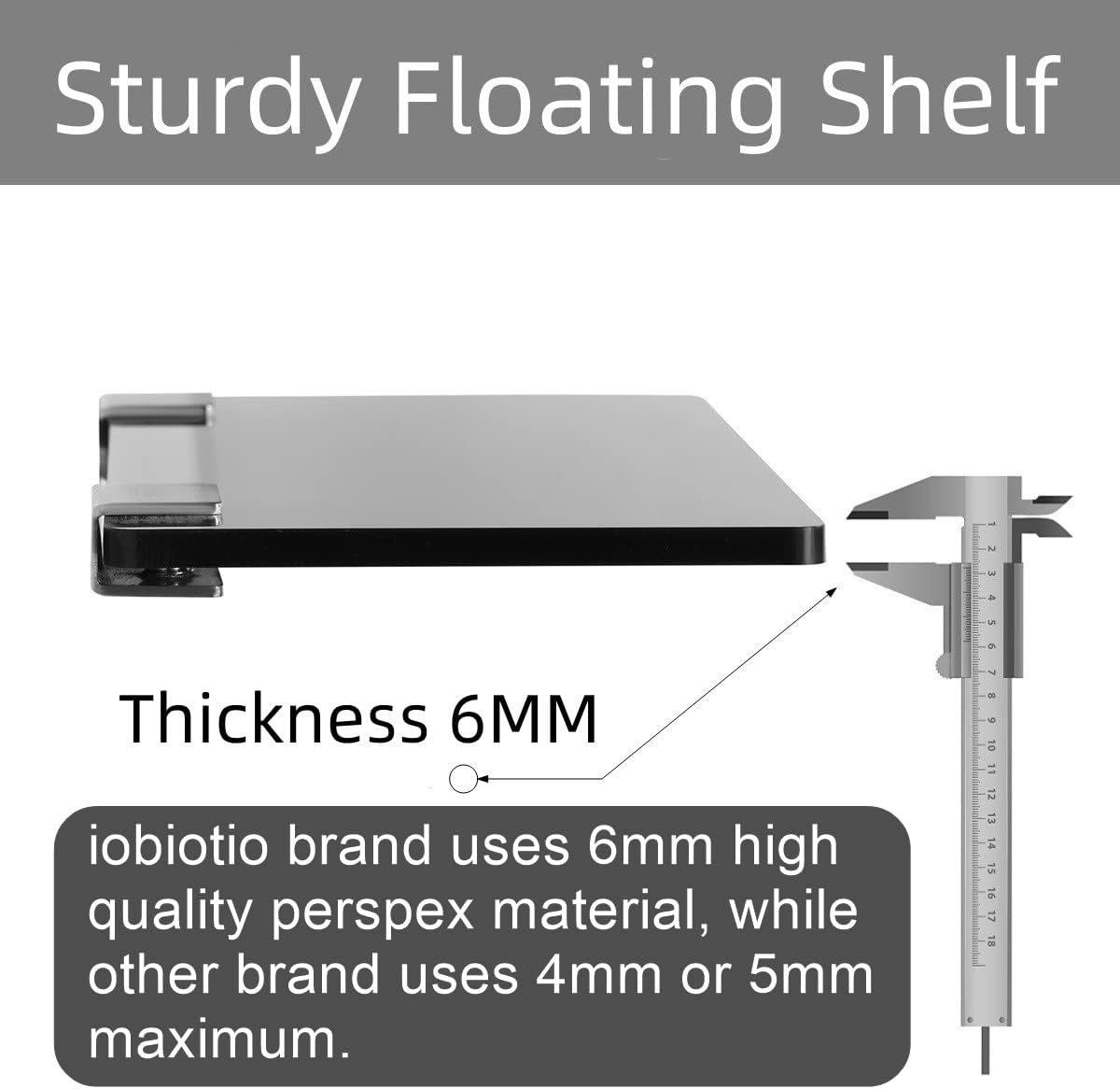 Mini Acrylic Floating Shelf 12x4 Inch Black 2 Pcs