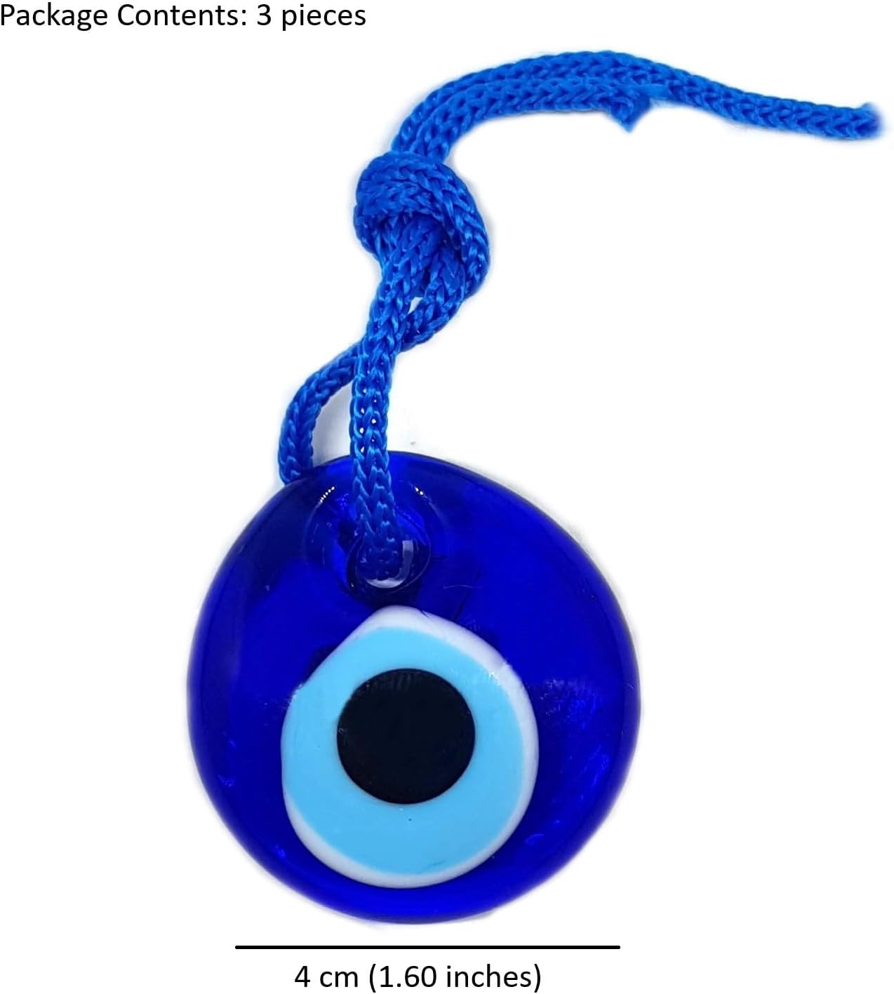 Turkish Evil Eye Blue Glass Charm Hanging Decoration 4cm