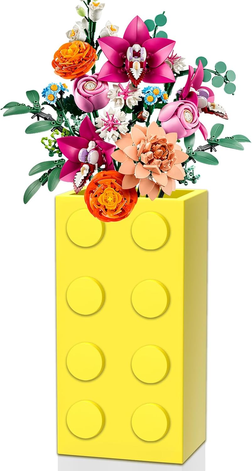 Lego Flower Vase - Yellow for Display and Decoration
