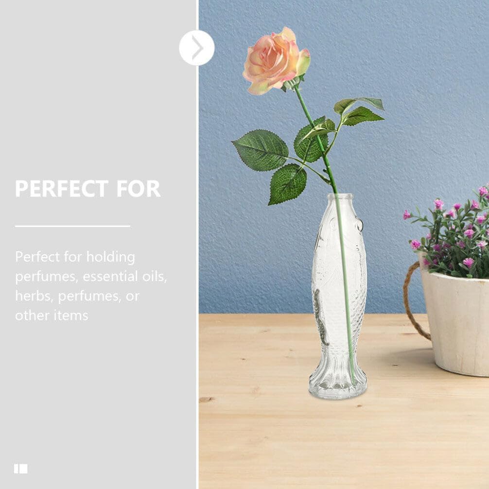 Zerodeko Fish Shaped Glass Bottle Decorative Vase
