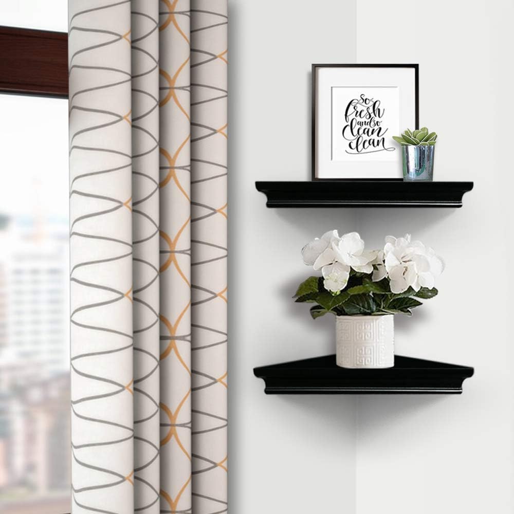 AHDECOR Black Floating Corner Shelves Set of 2