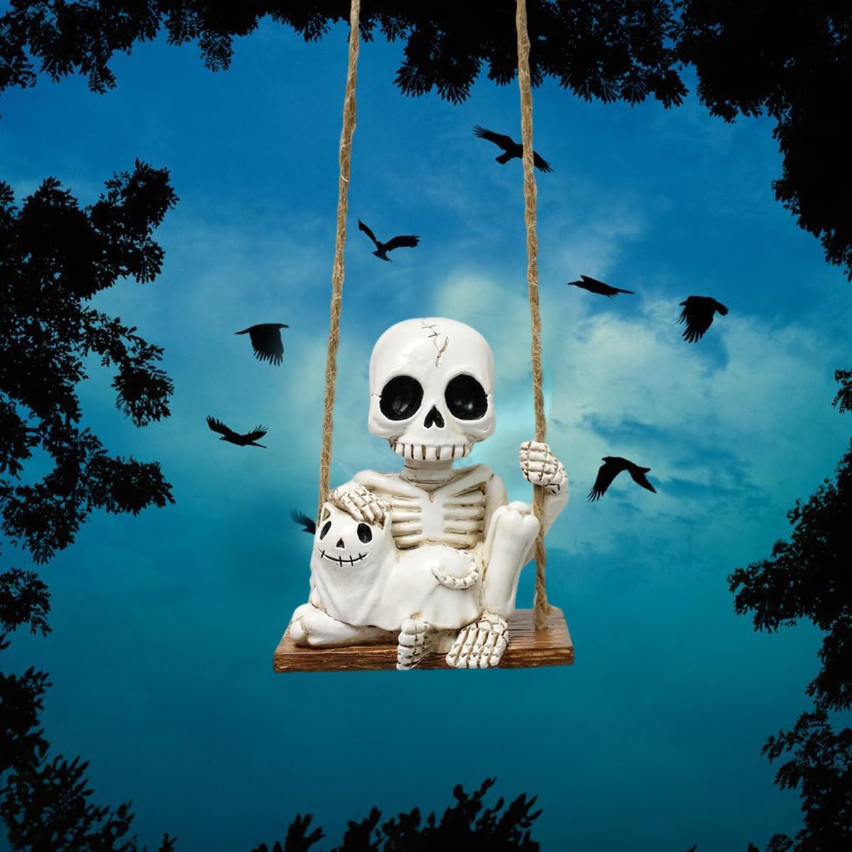 Halloween Skeleton Cat Swing Ornament - Spooky Decor