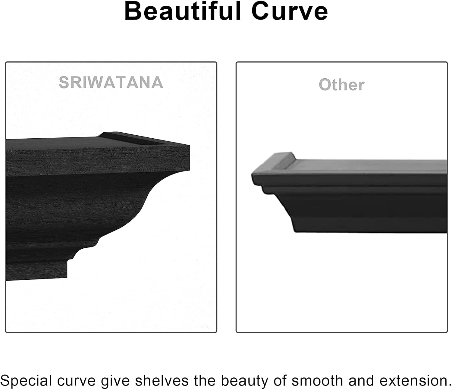 SRIWATANA Black Floating Shelves Set of 4