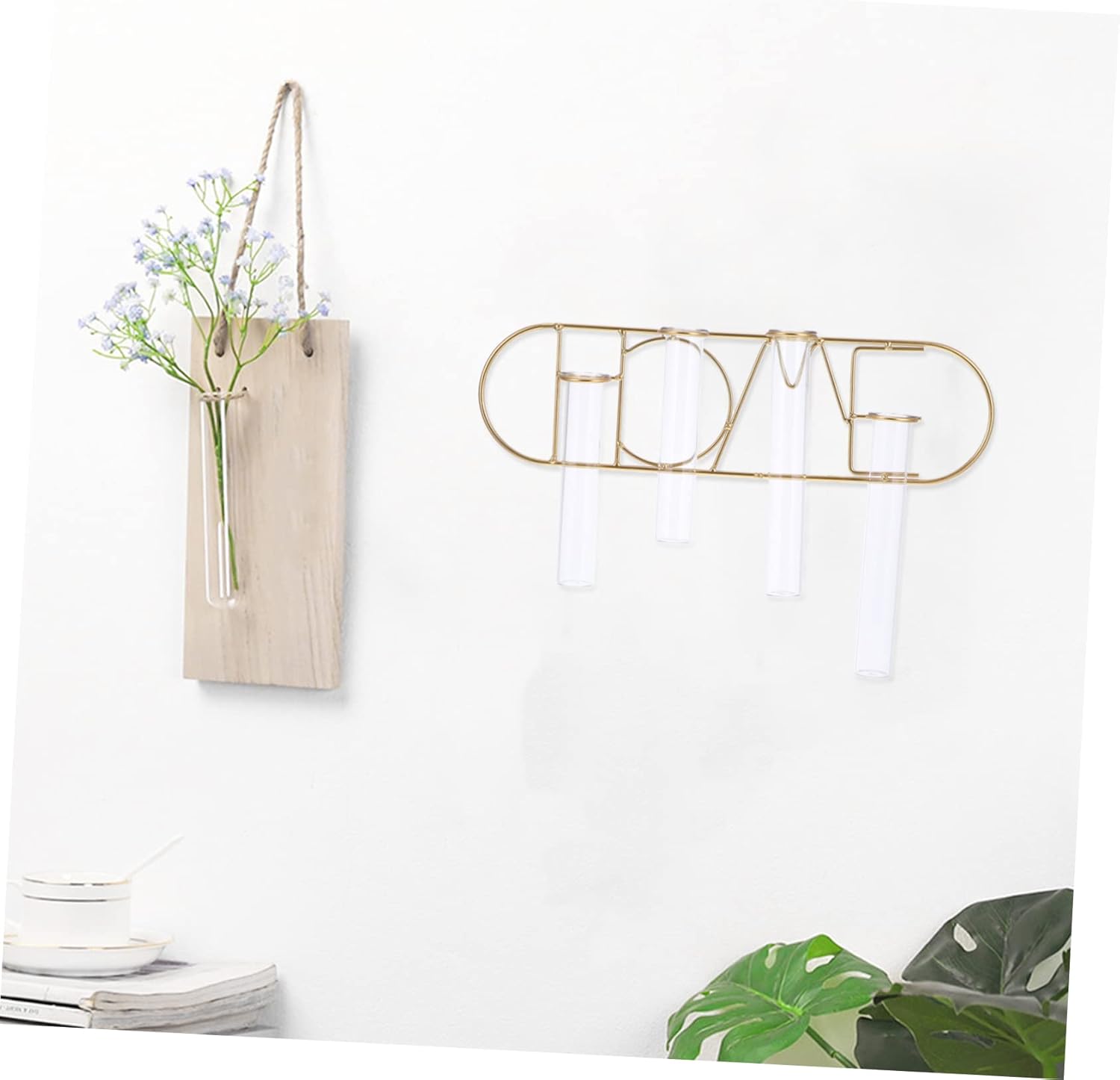 Zerodeko 1set Wrought Iron Wall Vase for Hydroponics and Dried Flowers