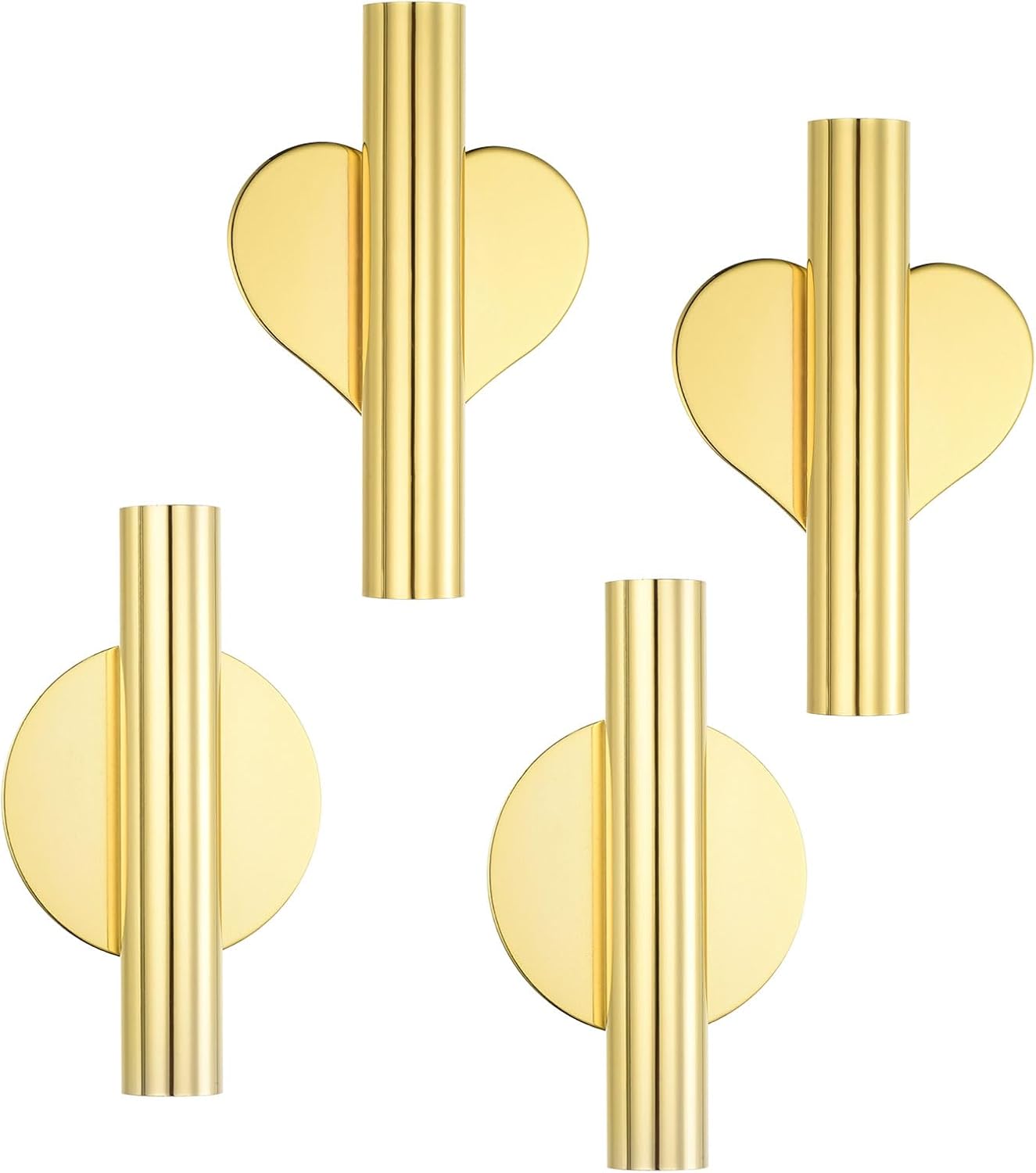 PATIKIL Wall Flower Vase Tube 4Pcs Set Gold Tone