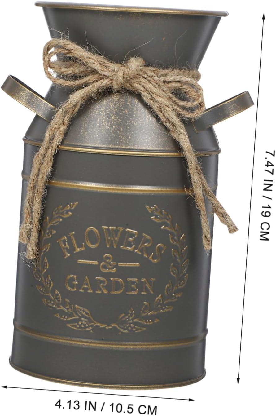 Rustic Galvanized Flower Bucket Planter for Home Office Decor