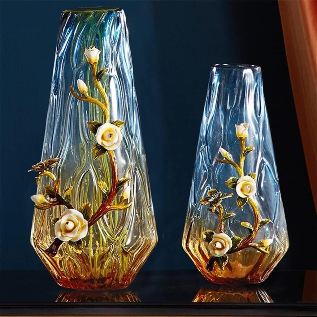 Modern Cream Enamel Glass Artificial Flower Vase