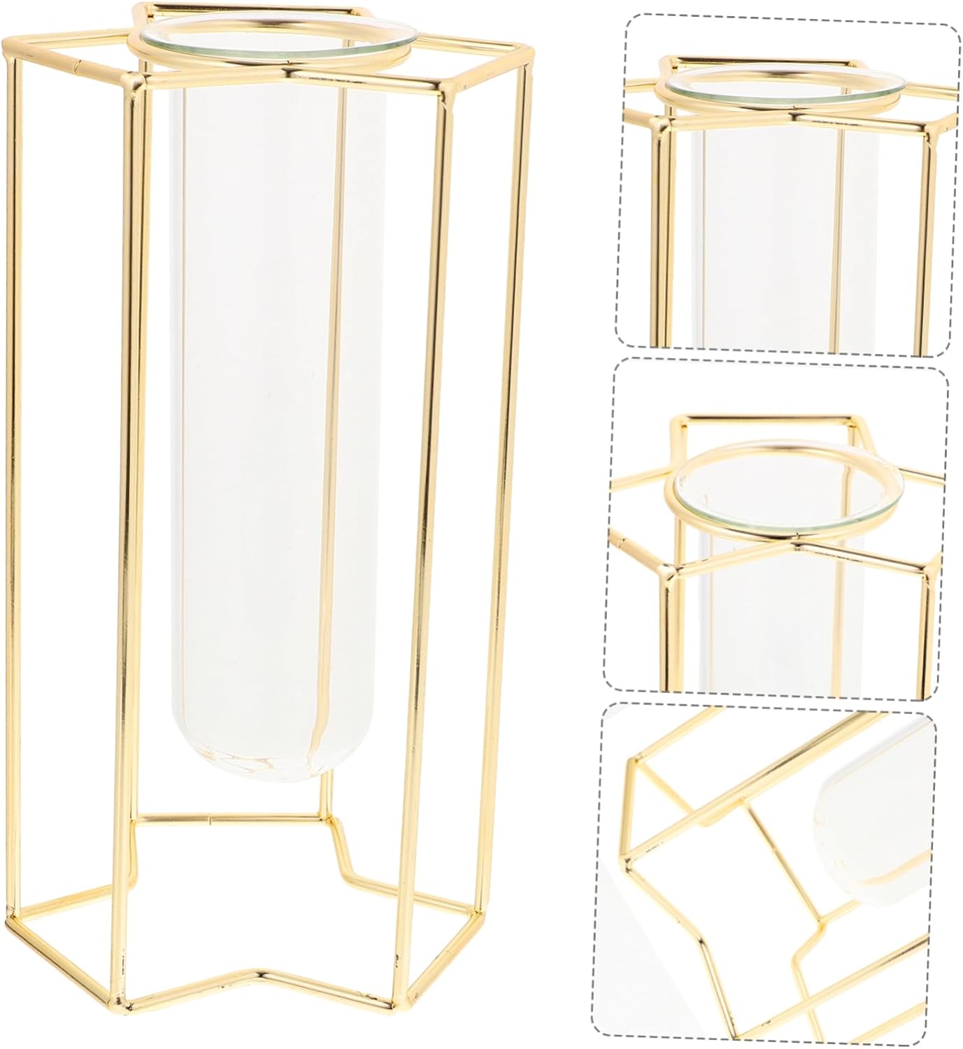 Minimalist Flower Vase with Iron Stand for Home and Office