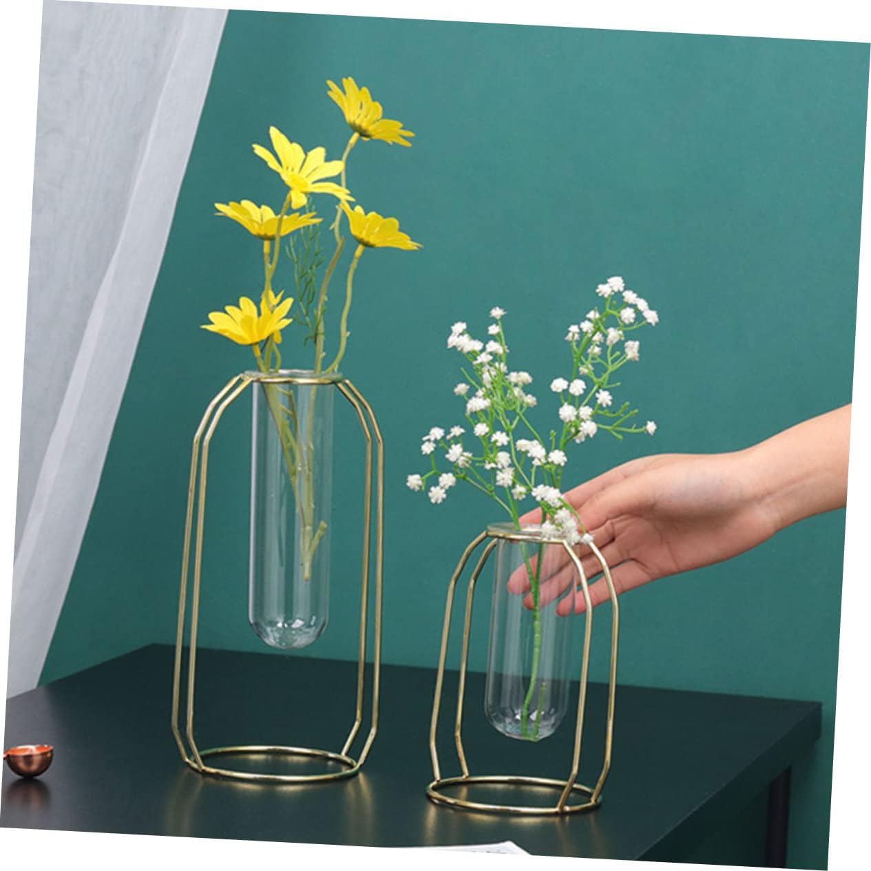 Geometric Iron Vase for Dried Flowers and Hydroponic Displays