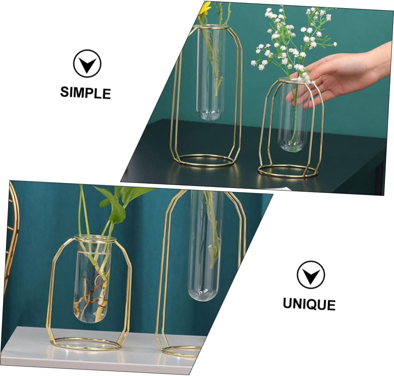 Geometric Iron Vase for Dried Flowers and Hydroponic Displays