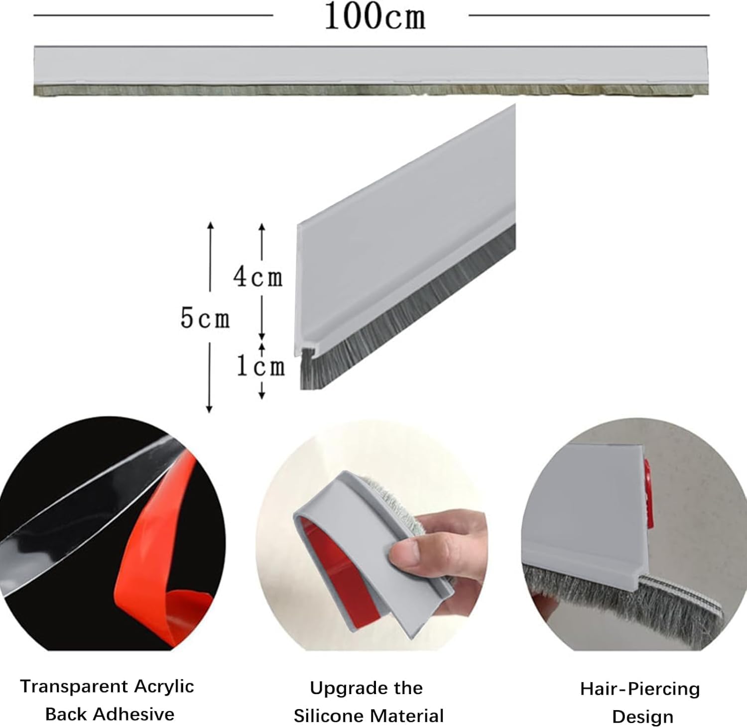 39 Inch Door Draft Stopper with Brush Seal