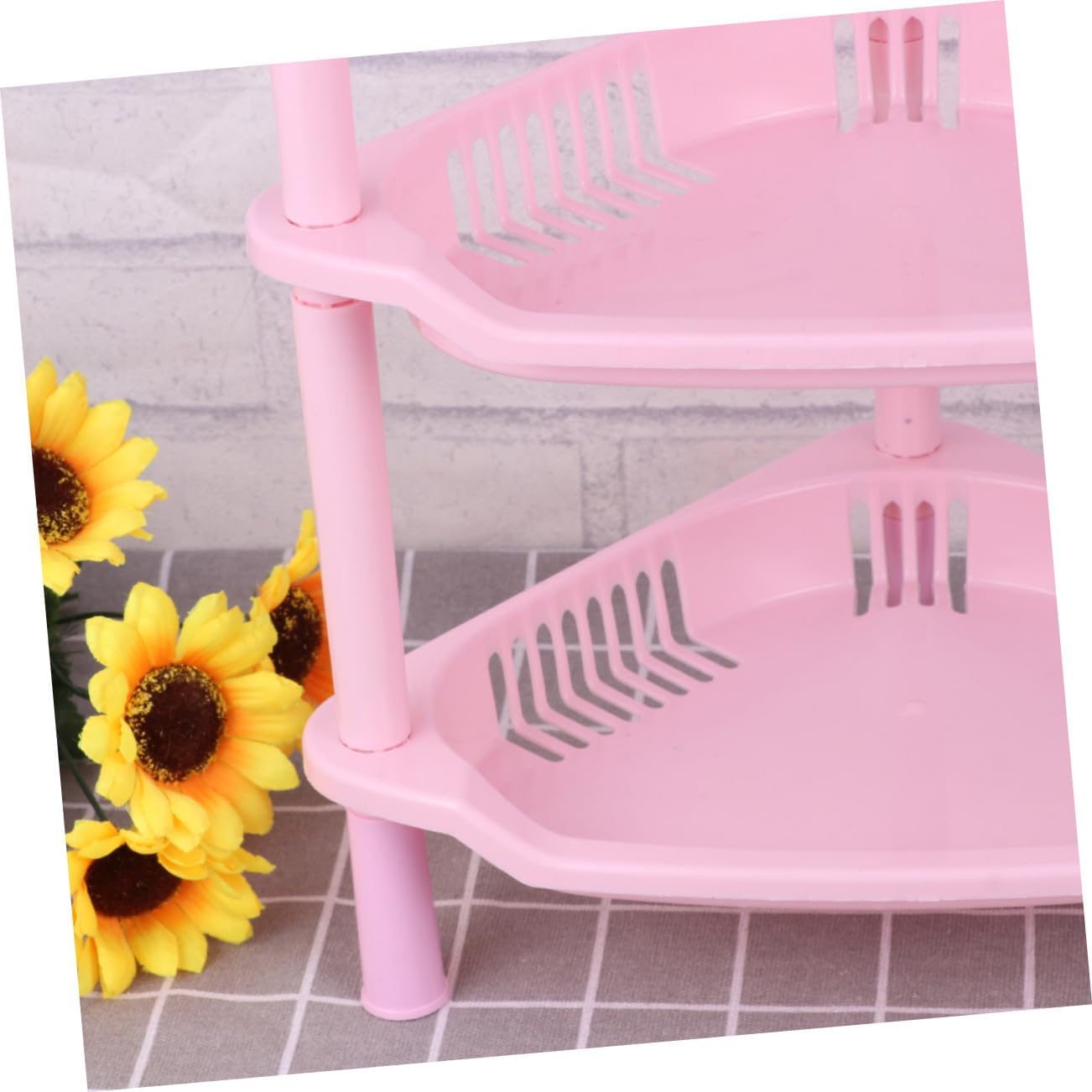 Ciieeo Pink 3-Tier Corner Shelf Storage Basket Rack