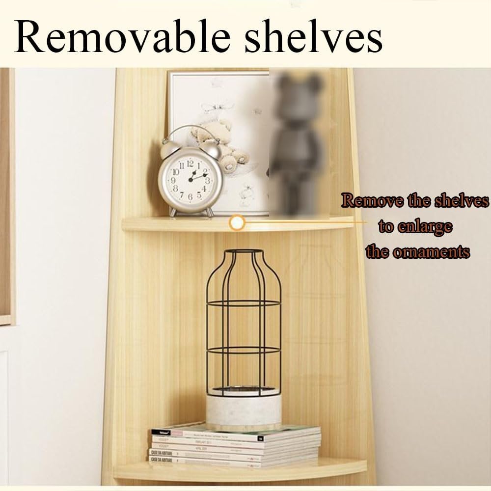 5 Tier Modern Corner Bookshelf with Plant Stand Pink