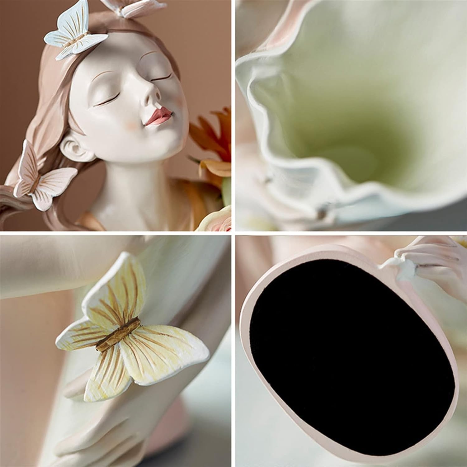 Artificial Flower Vase Butterfly Girl Home Decor Sculpture