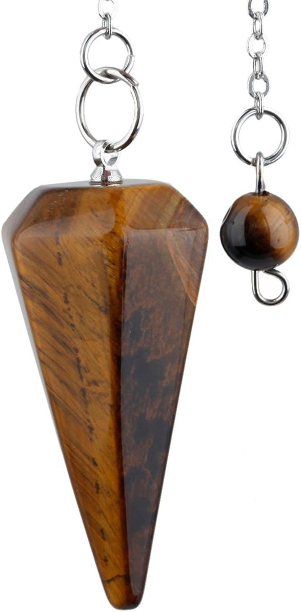 SUNYIK Natural Tigers Eye Pendulum for Dowsing and Reiki