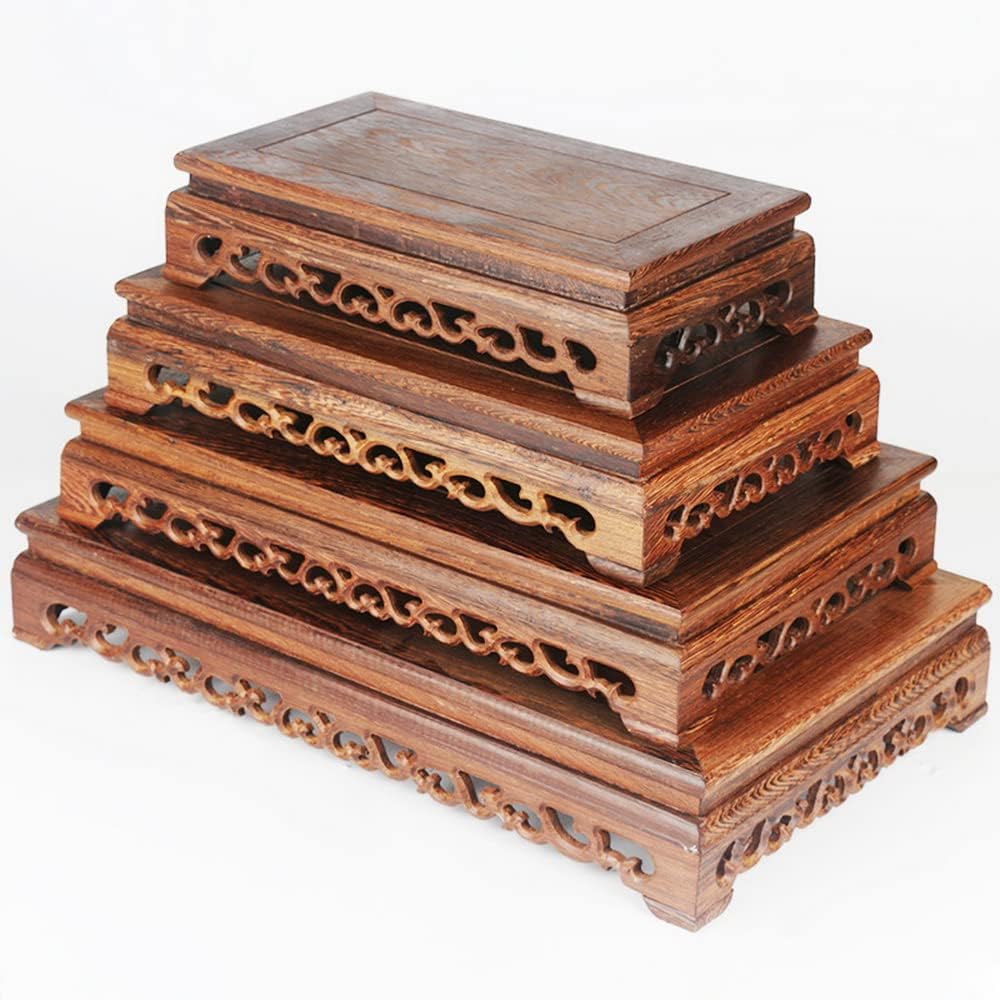 Oriental Style Rosewood Carved Base Vase Display Stand