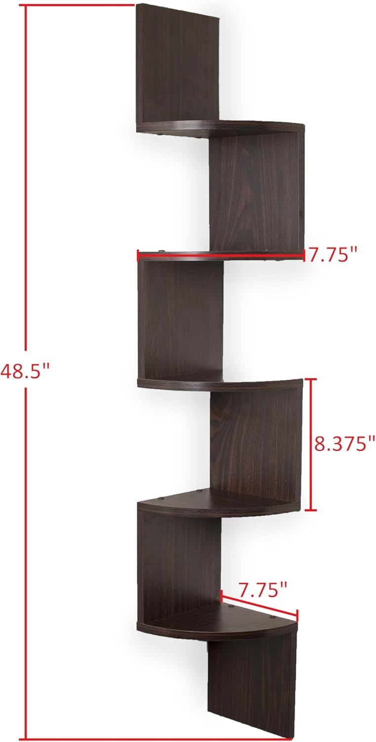 Danya B 5-Tier Corner Wall Shelving Unit Gray